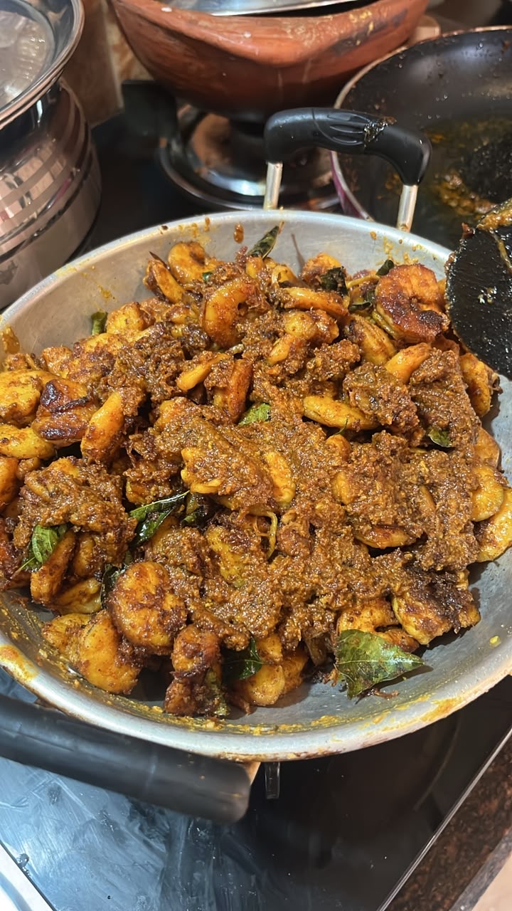 Prawns cooked with spices